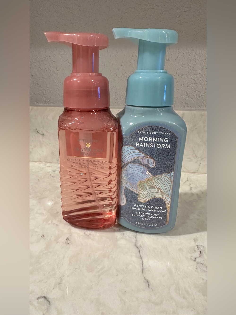 Bath & Body Works Foaming Hand Soaps. Morning Rainstorm & Cranberry Peach